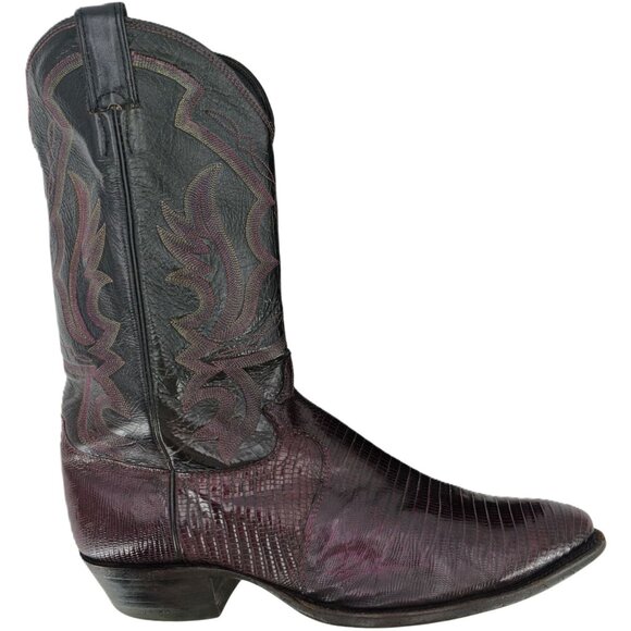 Mens 12D Burgundy Vintage Exotic Lizard Justin Cowboy Boots Lizard Western CBC - Picture 5 of 15